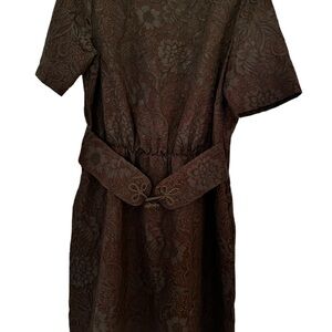 STUNNING  Love Moschino Brown Jacquard Embroidered Sheath Midi dress-Size 12